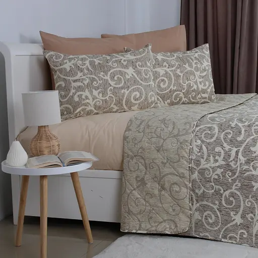 Покривало ТЕП Elegante Cotton Beige and White 220 x 240 см  та 2 наволочки 50 х 70 см (4-04578_32778) - фото 6