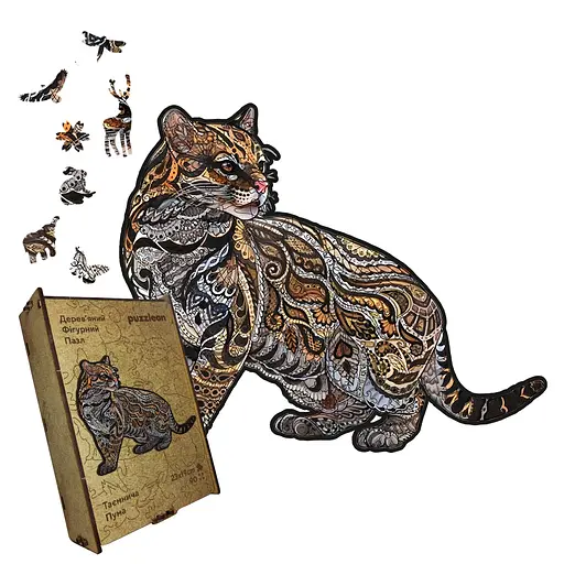 Пазл деревянный Таинственная Пума, А1, Картонная коробка 500+ элементов