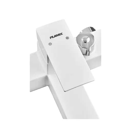 Змішувач для ванни з лійкою Plamix Kubus-009 Euro SET white PM0673 Білий - фото 4