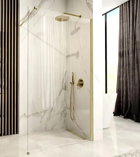 Душова стінка Rea Aero 110 brushed gold REA-K9840, прозорий, золотий - фото 4