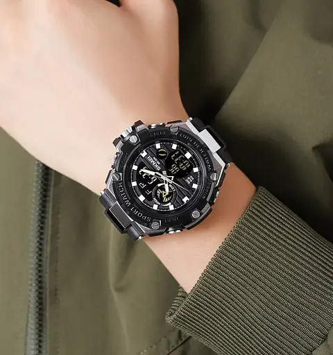 Годинник чоловічий наручний спортивний Skmei 2119 (Чорний з сріблястим) - фото 5