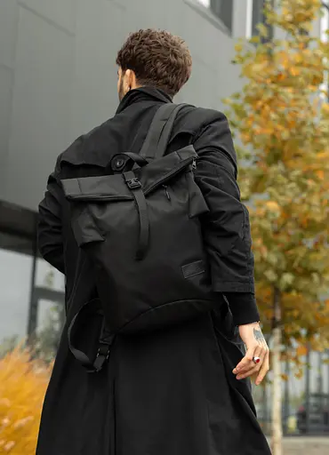 Мужской рюкзак ролл Sambag RollTop KZN черный тканевый 41 х 27 х 18 см (24300065m) - фото 1
