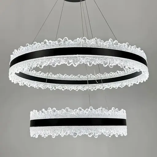 Волшебная подвесная люстра в черном корпусе с двумя кольцами Ø 80+60 см | Ст. MJ304-800+600 BK | Line F - фото 5