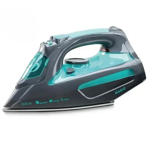 Прасувальна праска Magio MG-533 з керамічним покриттям підошви 2600Вт і вертикальним відпарюванням Сірий/Блакитний - фото 1