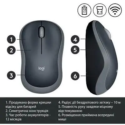 Мышка Logitech M185 Cordless Gray (910-002238) - фото 6