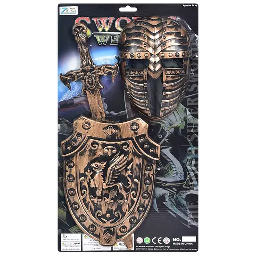 Дитячий іграшковий набір "Лицарська амуніція" 921-14BD(Gold) меч 49 см, щит, маска