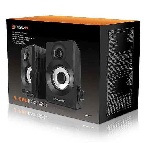 Компьютерные колонки 2.0 REAL-EL S200 USB Black - фото 6