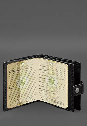 Кожаная обложка-портмоне для военного билета офицера запаса (широкий документ) Черная - фото 5