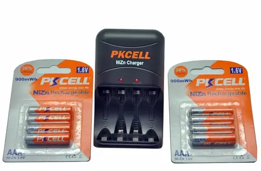 Зарядное устройство и аккумуляторы Pkcell AAA Ni-Zn 900 mWh 8 шт