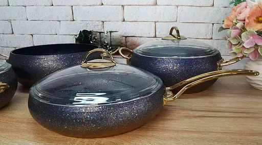 Набір каструль O.M.S. Collection 3023 з гранітним покриттям 7 предметів Синій (Туреччина) - фото 6