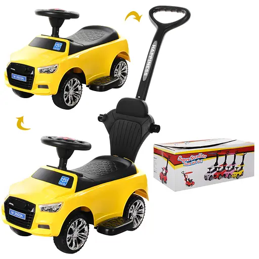 Каталка-толокар Bambi M 3503A-6 з батьківською ручкою та музикою для малюка жовта - фото 5