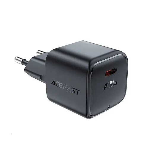 Мережевий зарядний пристрій Acefast A77 mini PD30W GaN USB-C charger чорний - фото 1