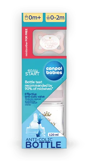 Набір для новонароджених Пляшечка 120 мл + Пустушка MINI Boy - фото 1