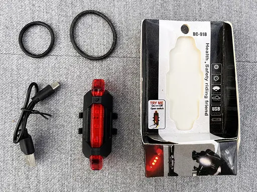 Габаритный аккумуляторный фонарь мигалка DC-918 вело фара задняя велосипедная красный свет 4 режима - фото 3