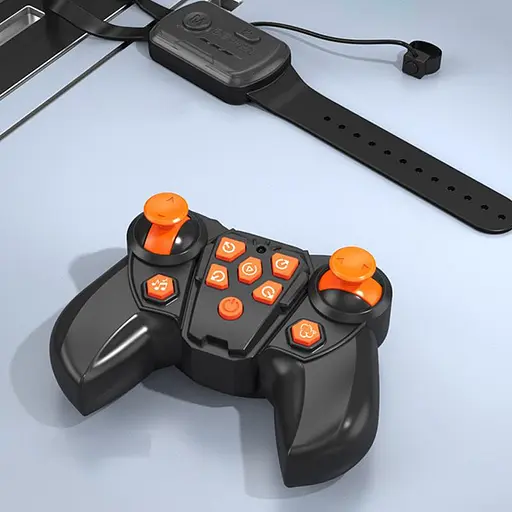 Дитячий восьмиколісний динозавр на радіокеруванні SHT 2590 2.4G (with 2 remote) Grey / Orange - фото 5