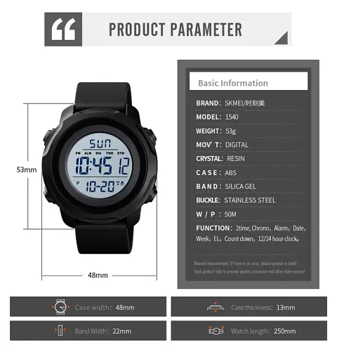 Наручний годинник Skmei 1540 Black White, 1540BKWT (18465) - фото 7