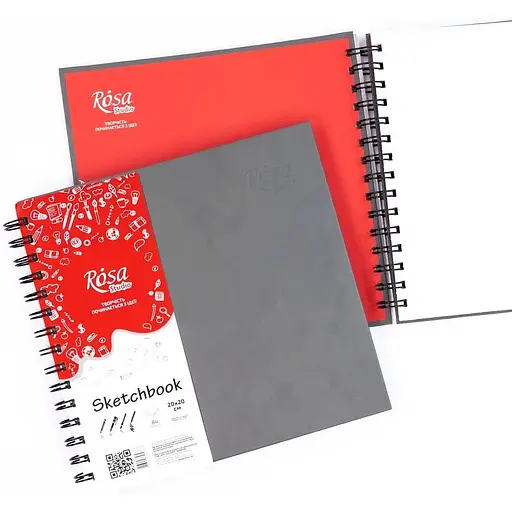 Блокнот для рисунка Rosa Studio на спирали 20х20см 100г/м2 84л серый - фото 3