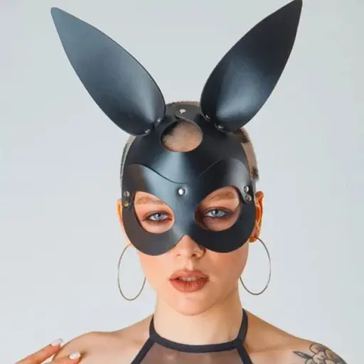 Маска для ролевых игр I’MCUM Bunny Экокожа Черная (IM-SM230_bunny) - фото 6