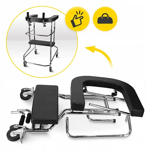 Реабилитационные ходунки 4FIZJO с опорой под локти, складные Black (P-5905973406543) - фото 7