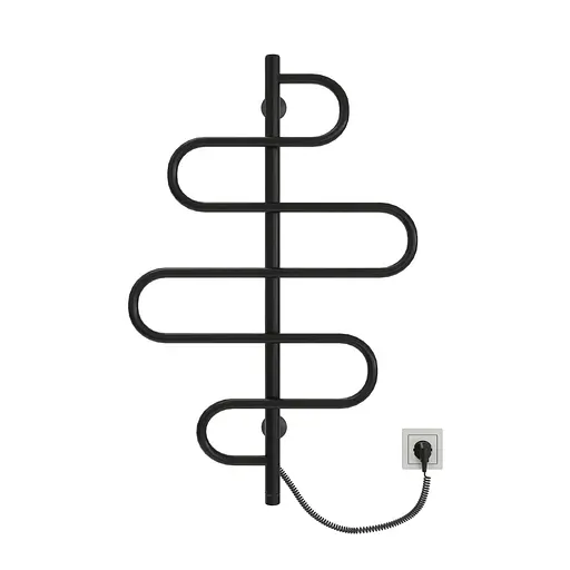 Электрический полотенцесушитель Kosser Лиана 900x550 ЕLR рег. черный РЛ03ЕLR B., Черный матовый, нижнее - фото 2