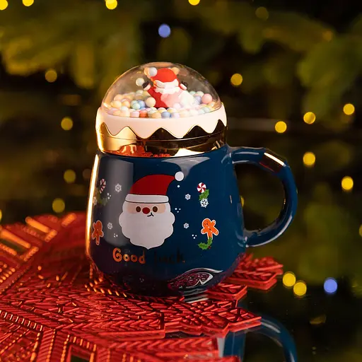 Чашка порцелянова Good luck 400 мл синій Yiwu FM-CS-41B - фото 2