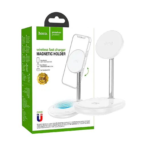 Бездротове зарядне Hoco CW40 Noble 3-in-1 15вт - фото 2