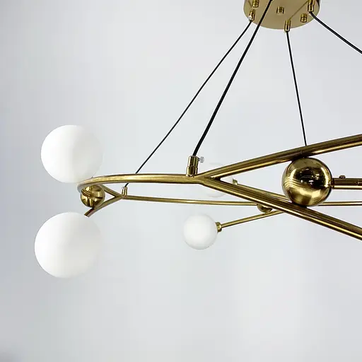 Стильная люстра в форме кольца в корпусе латунь с нежными плафонами Line.F K 09/8 AB - фото 2