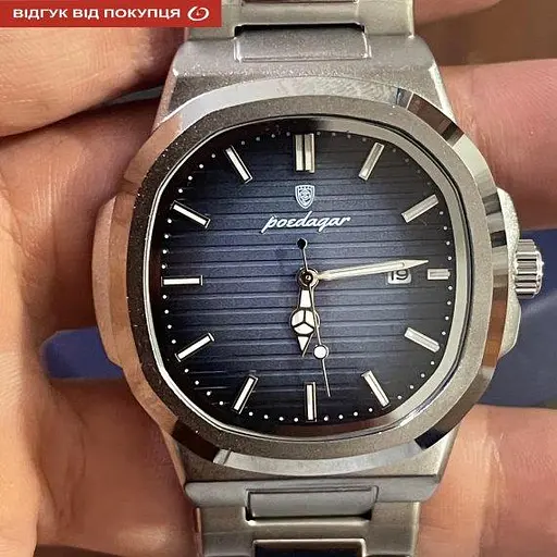 Мужские наручные часы Poedagar Great (Серебристые с синим) - фото 7