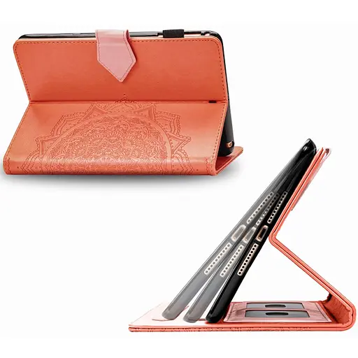 Кожаный чехол Epik Art Case с визитницей для Samsung Galaxy Tab S7+ Оранжевый - фото 5