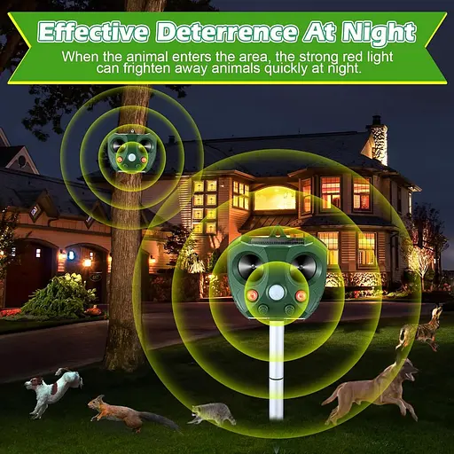 Qualirey 2 Pack Солнечный ультразвуковой репеллент от животных, USB-репеллент для кошек Открытый подвесные устройства для сдерживания - фото 2