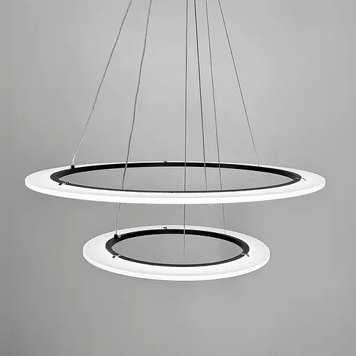 Современная черная люстра подвесная с двумя кольцами Ø 60+40 см | Ст. MJ305-600+400 BK | Line F - фото 3