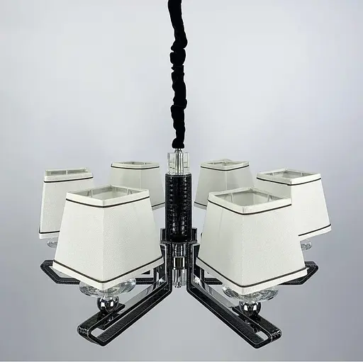 Люстра с черной экокожией на 6 абажуров Line.F S 1449/6 BK - фото 8