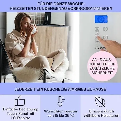 Конвекційний обігрівач Klarstein Norderney 2000 Вт 30 м кв (10032790) - фото 6