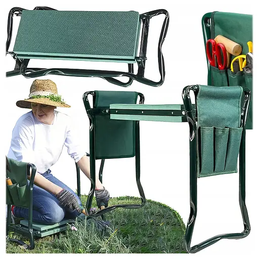 Садовий складаний стілець-колінник 3в1 + 2 органайзери сумки для інструментів - фото 2