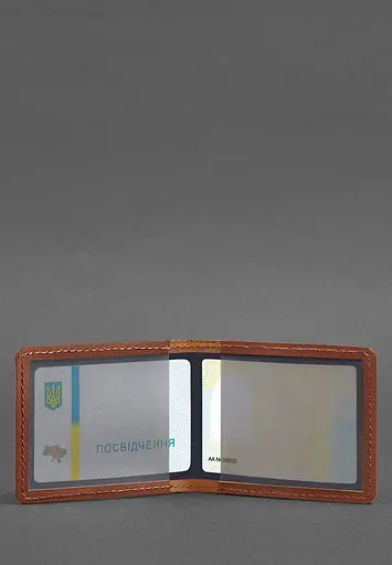 Кожаная обложка для удостоверения с гербом, светло-коричневый Crazy Horse - фото 4