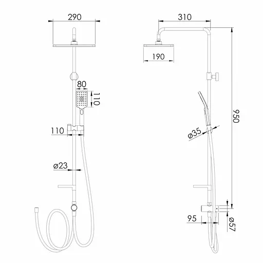 Душова система чорний матовий Imprese Modus f03008210SW, Чорний матовий - фото 2