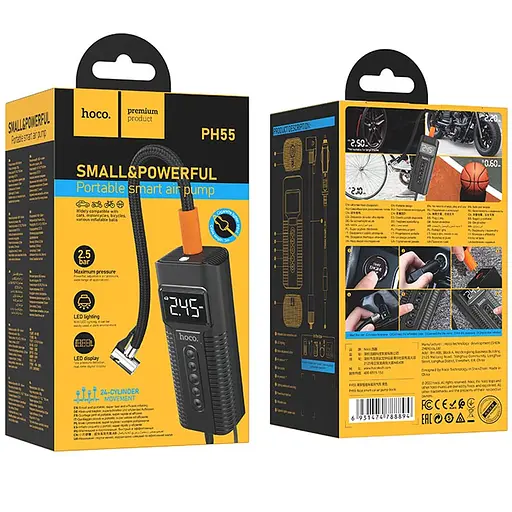 Автомобільний насос Hoco PH55 Roys smart car air pump Black - фото 6