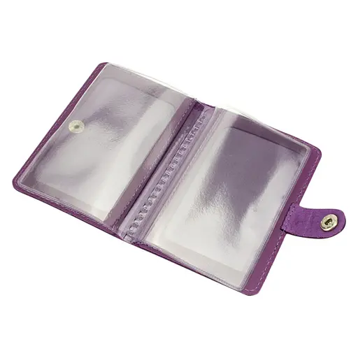 Обложка на документы кожаная на кнопке HC0035 фуксия - фото 4