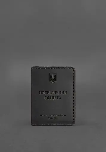 Кожаная обложка для удостоверения офицера 9.0 черная Crazy Horse - фото 2