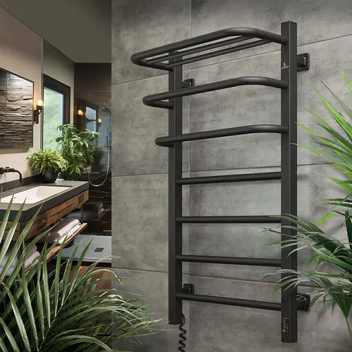 Электрический полотенцесушитель Navin Fortis 480x800 Sensor левый черный муар 12-228053-3680, Черный матовый, Левое, Электронный - фото 4