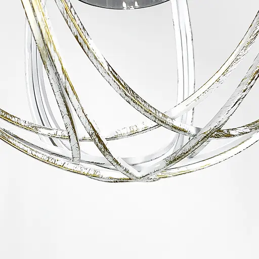 Підвіс Лофт у білому з позолотою корпусі форми плетеної сфери Line.F Колір плафона Графітовий - фото 3