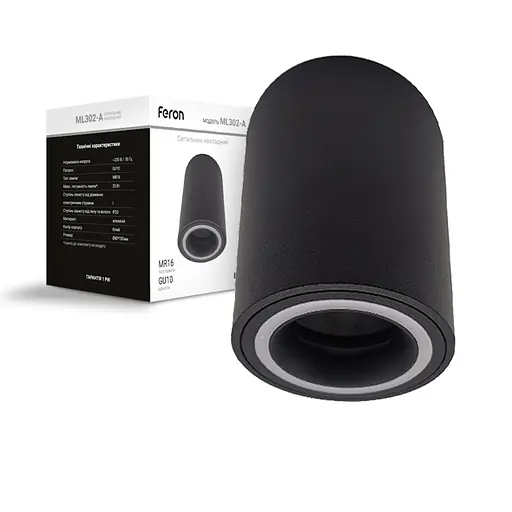 Накладний світильник Feron ML302-A під лампу чорний - фото 1