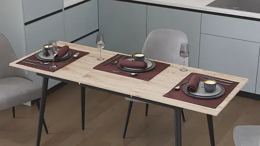 Стіл кухонний розкладний Данді на конусних ногах Ferrum-decor 75x120(160)x60 Чорний метал ДСП Дуб Сан-Марино 16 мм (FRD-106774)