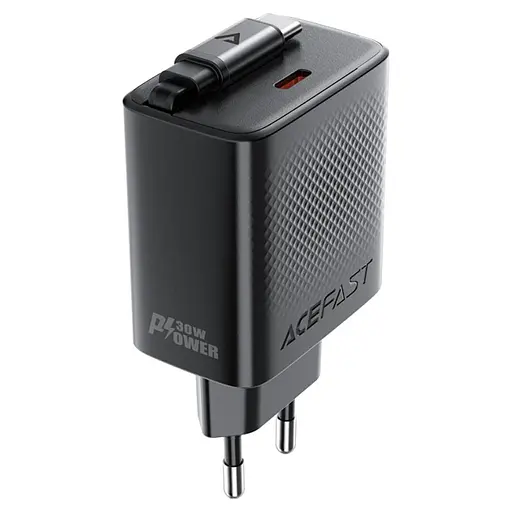 МЗП Acefast A110 GaN With Retractable Cable Type-C PD30W (1USB-C) Black - фото 2