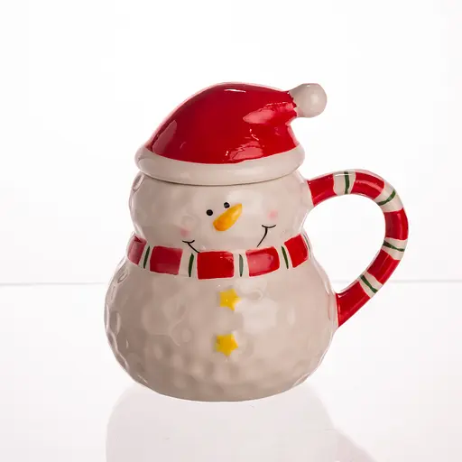 Новогодняя фарфоровая чашка Yiwu с крышкой 350 мл CR-1-34 - фото 2
