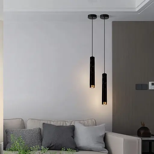 Мінімалістичний підвіс у чорному мармуровому корпусі 32х6 см | Арт. A077/1 BK | Line F - фото 1