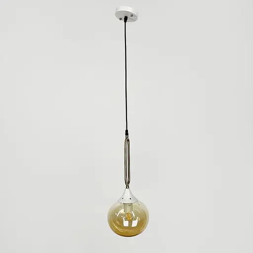 Підвісний світильник із янтарним плафоном у білому корпусі 44х16 см | Арт. 12616/1 WT+AM | Line F - фото 6