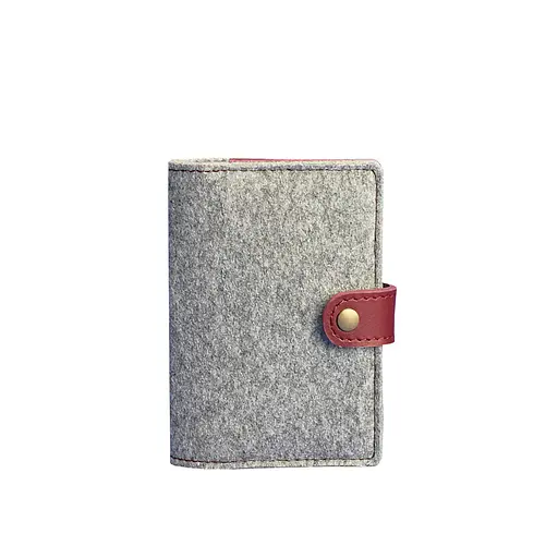 Фетровая обложка для паспорта 3.0 с кожаными бордовыми вставками - фото 7
