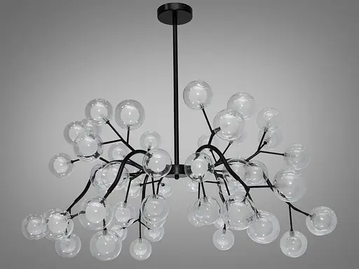 Велика люстра в зал "Світлячок", люстра чорного кольору на 54 лампи - фото 1