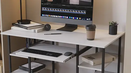 Компьютерный стол Ferrum-decor Тим 75x140x60 черный ДСП Белый 16мм (FRD-103960) - фото 2